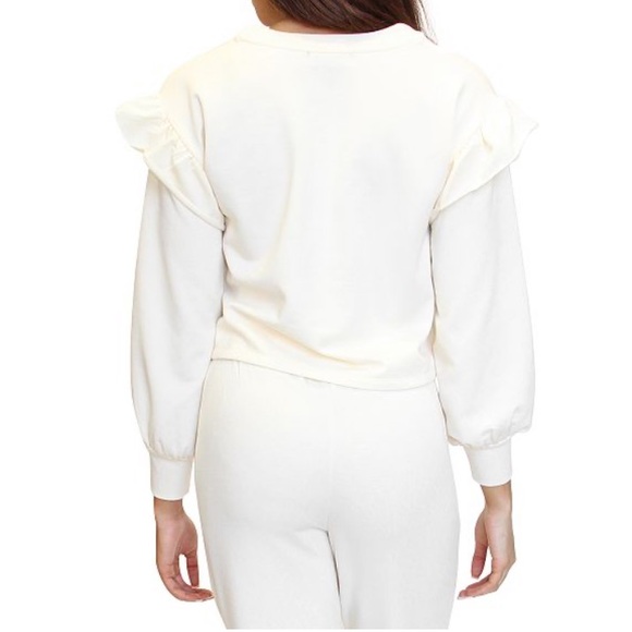 Cream Ruffled Sleeve Sweatshirt - Picture 2 of 3
